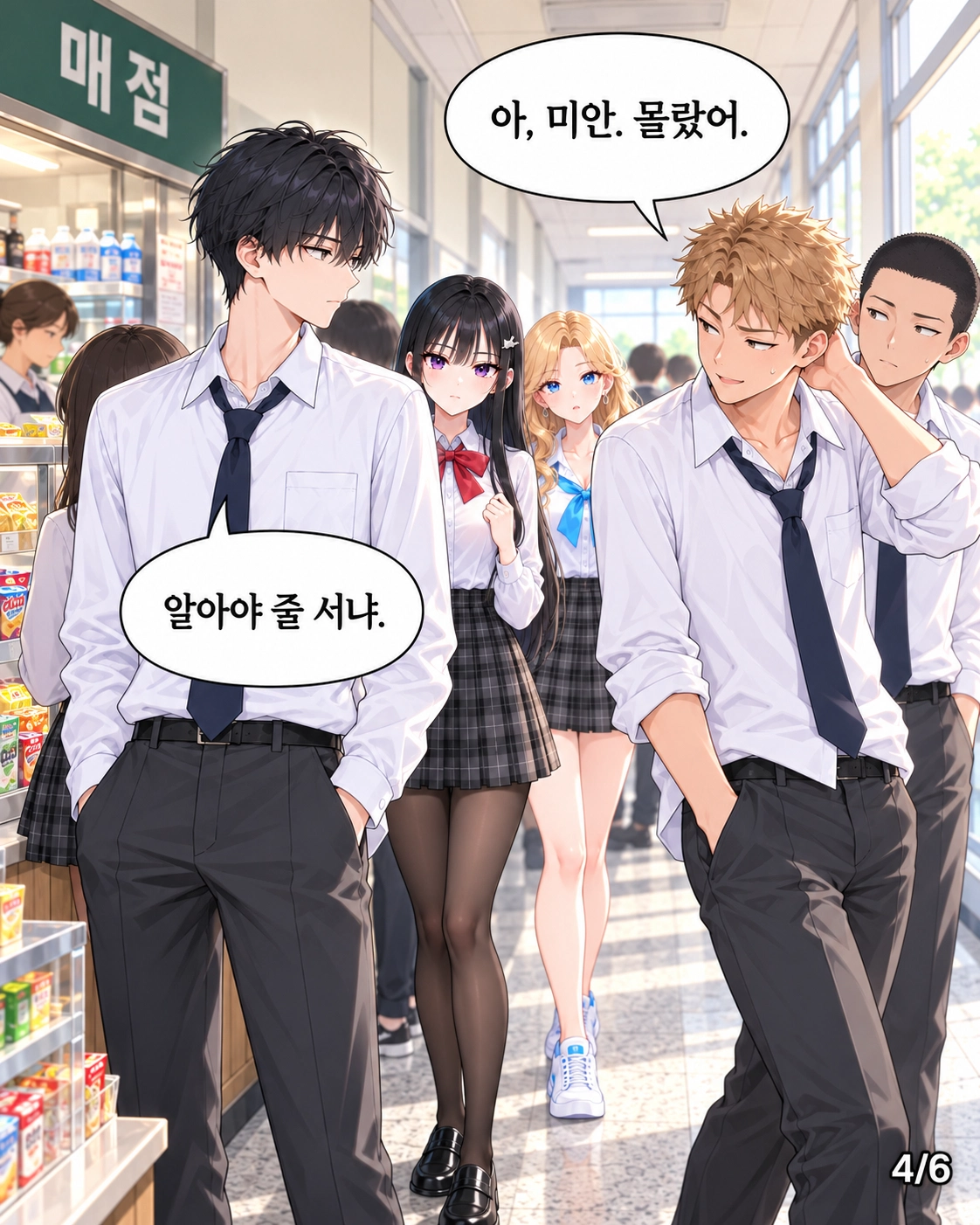 도남과 두 여자친구의 관계를 몰랐다며 학생이 사과한다. 도남은 그걸 알아야만 순서를 지키는 것은 아니라고 대답한다.